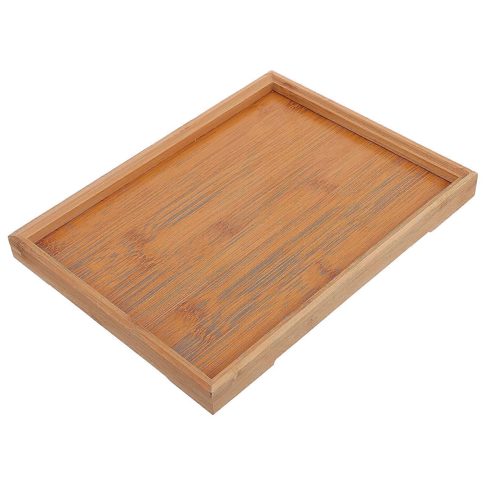 Storage Tray Decorative Tray Bamboo Material Rectangular Shape Home Use Easy To Clean 1Set