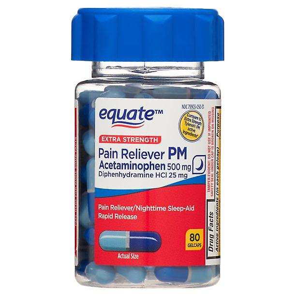 Equate Extra Strength Pain Reliever Pm Rapid Release Gelcaps, 80 Count