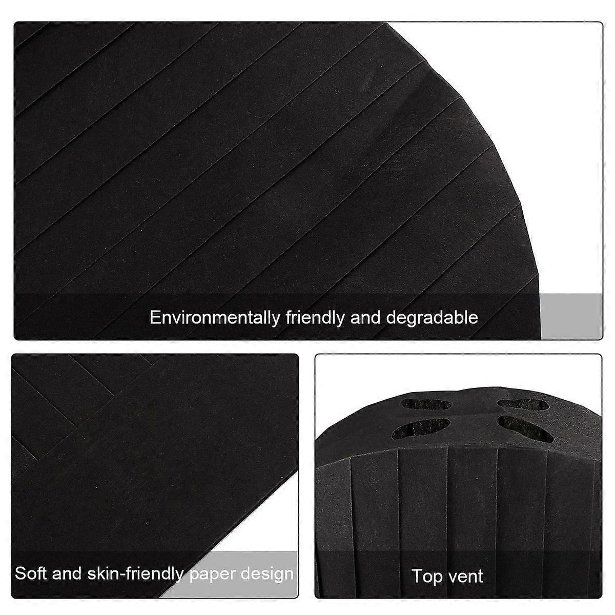 Black Chef Hat Disposable Cooking Cap for Kitchen Working 20Pcs