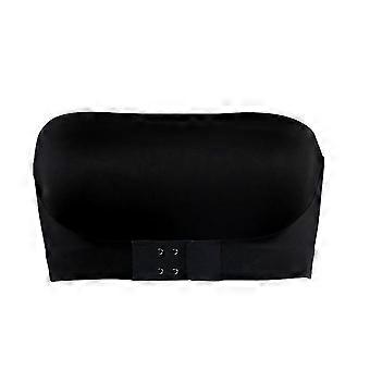 Women's Front Closure Strapless Bandeau Bra Nonslip Silicone Wireless Tube Top Push Up Bralette Underwear Lingerie Black