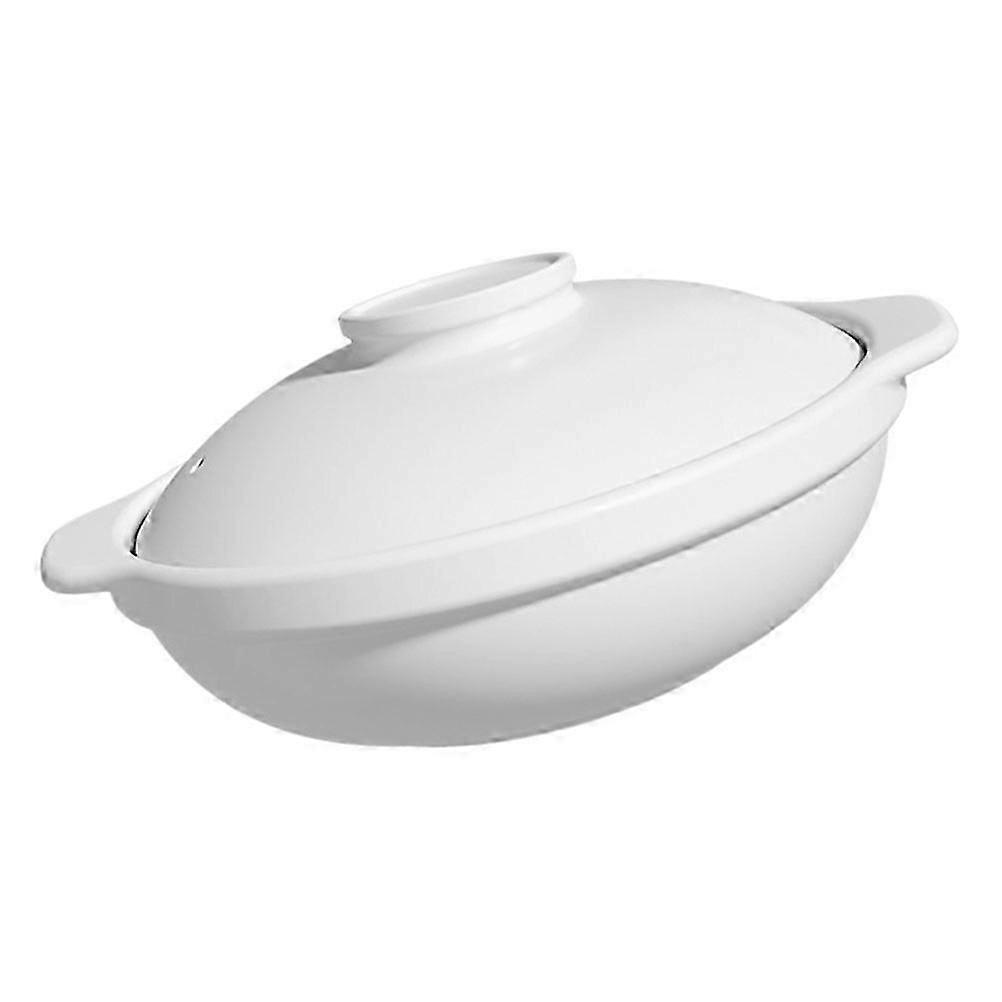 White Ceramic Cooking Pot for Stewing 1.3L Multi-Functional Kitchenware