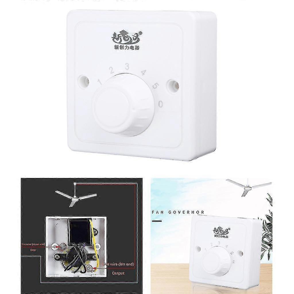 5 Gear Fan Speed Control Switch Dial Control Knob Variable Rotary Wall Switch