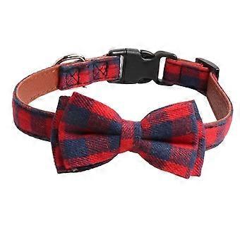 Cotton Dog Collar with Bowtie,Dog Collar with Detachable Bow tie,Adjustable Dog Collars,Comfortable Collar, Red Christmas Dog Collar Bow for Small-Goo