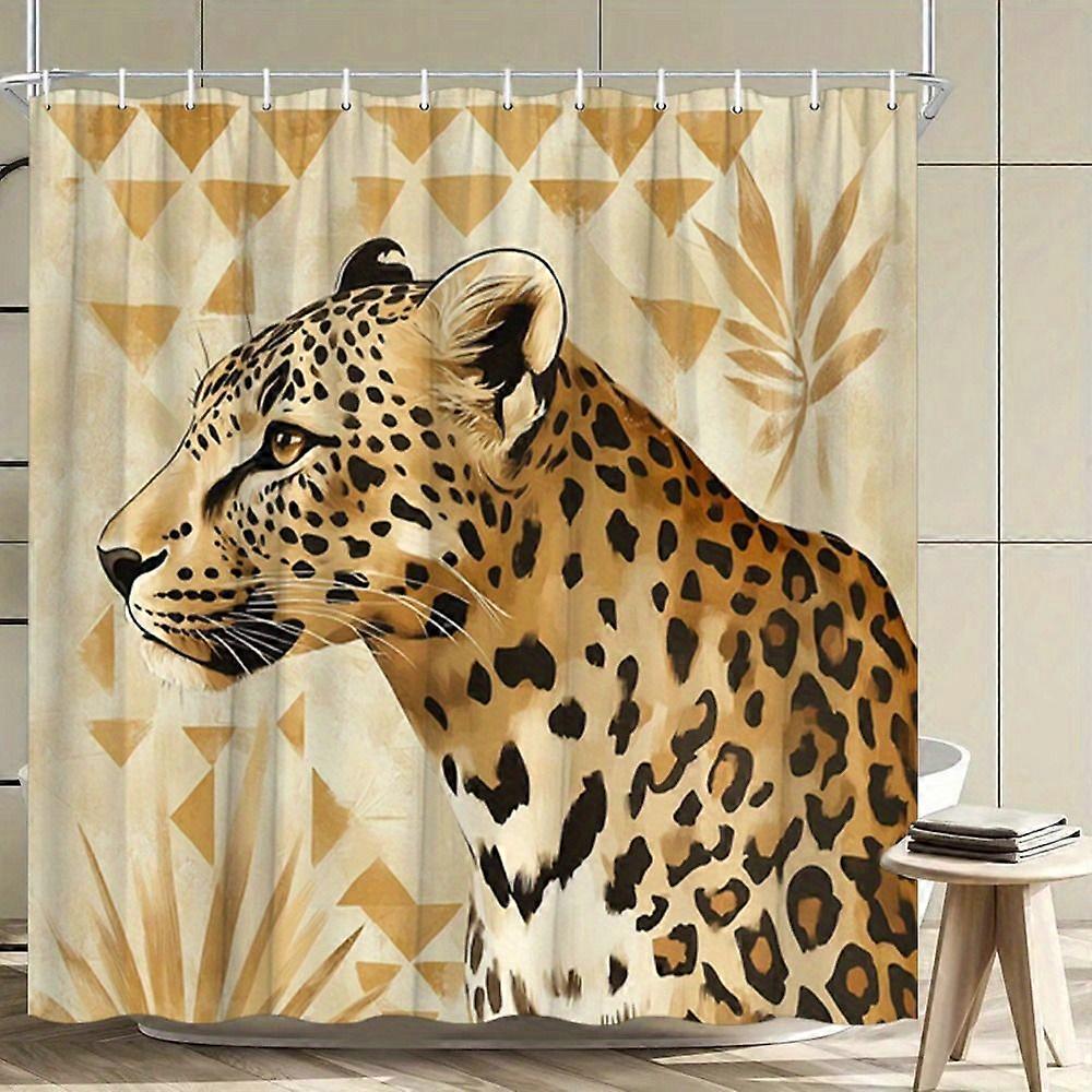 Leopard Print Waterproof Polyester Bathroom Shower Curtain