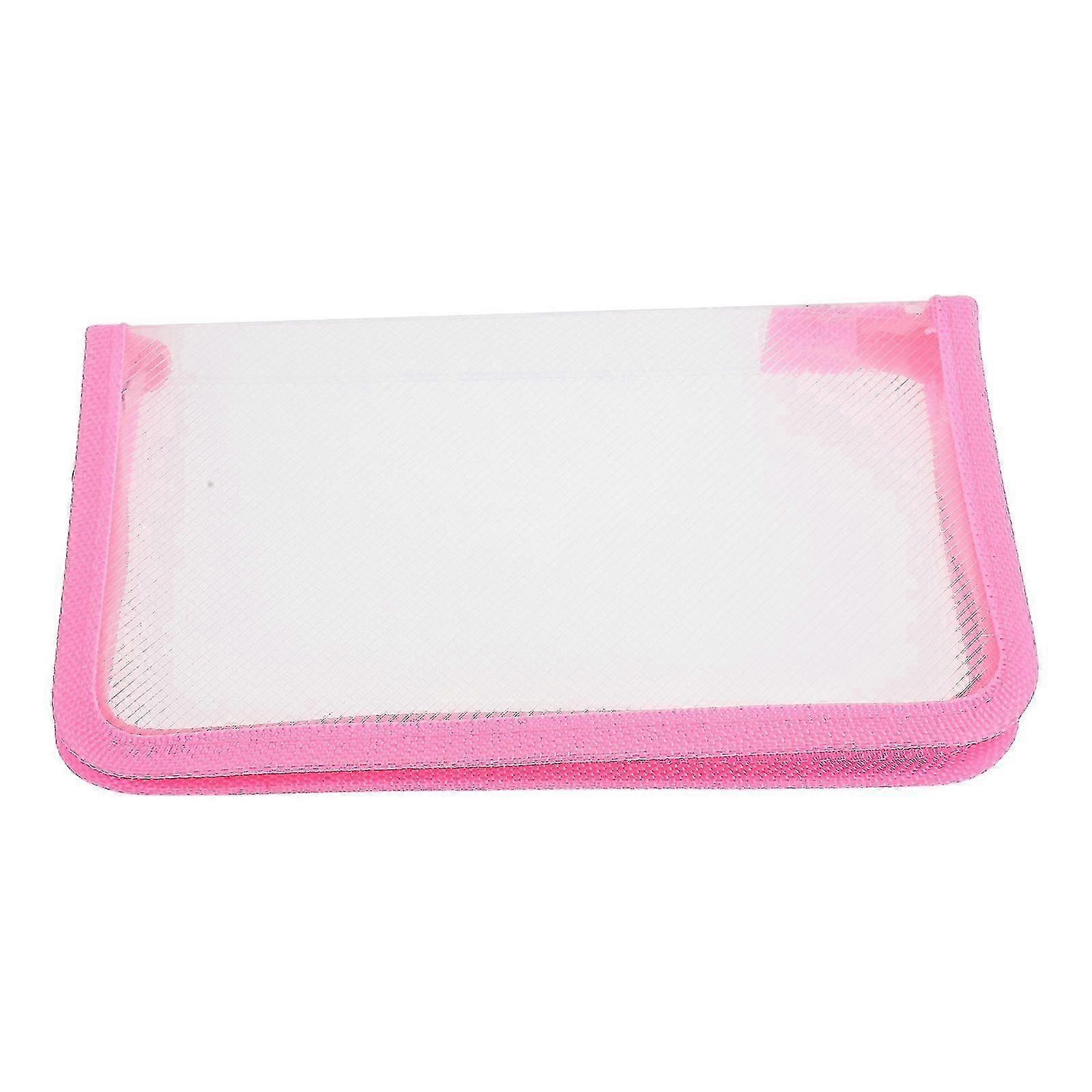 5Pcs Pink Clear Plastic Pencil Case Multi-Use Storage Pouch