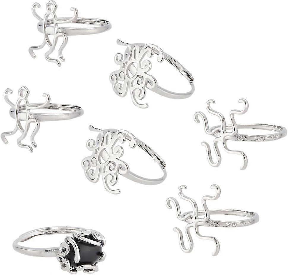 6PCs Claw Ring Blank 3 Style adjusted Ring Blank Ring Base Setting Twist Wrap Finger Rings for Irregular Gemstone Setting