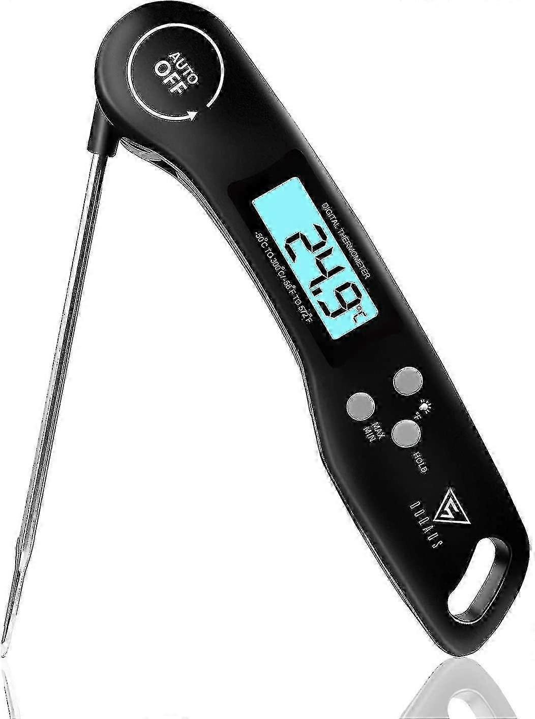 Kitchen Thermometer with 3-Second Read, Backlight LCD Display, Foldable Probe, Meat BBQ Cooking