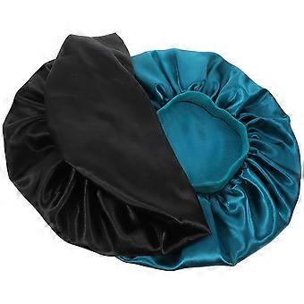 2pcs Sleeping Bonnet Satin Decorative Elastic Sleeping Cap Decorative Sleep Hat