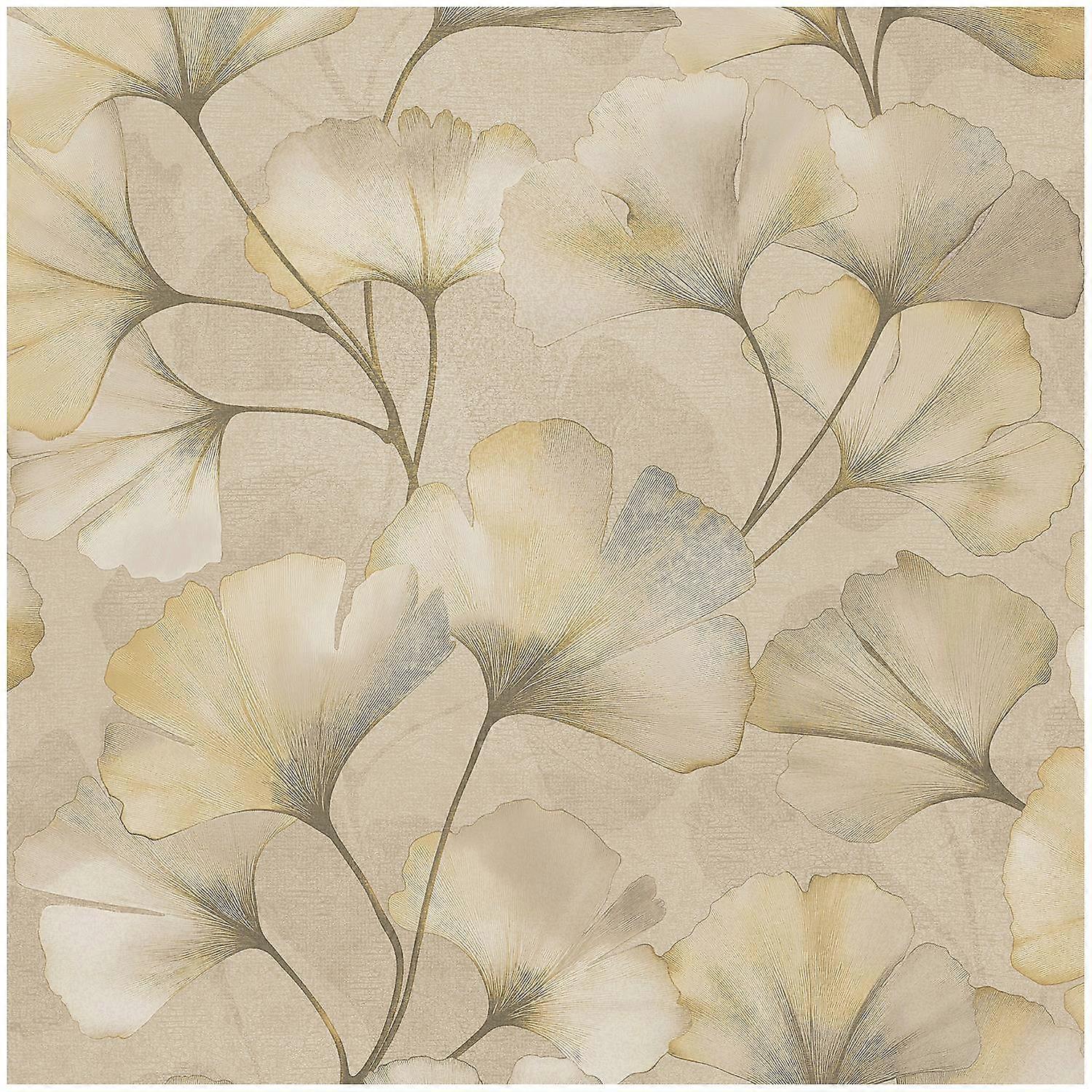 Textured Flower Beige Wallpaper