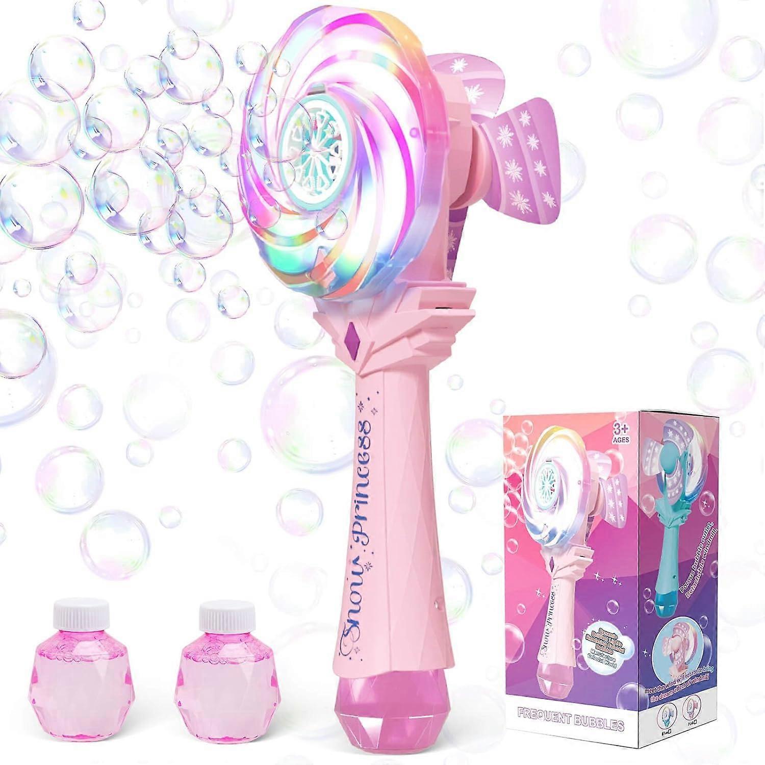 Bubble Wands for Kid 4-8, Windmill Light Up Automatic Bubble Machine