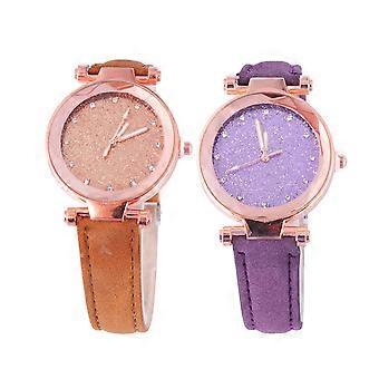 Glittering Wrist Watch Quartz Movement for Timekeeping 2Pcs Women