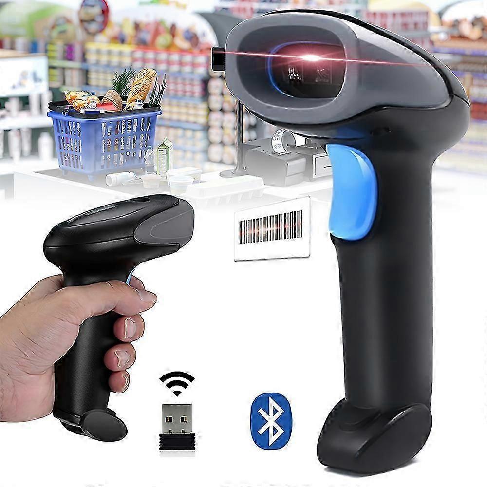 Handfrees Automatic Scanning & Manual Trigger Hand Barcode Scanner Gun, 1D 2D QR Code DM Scanner Work with Smart Phone, Tablet, PC