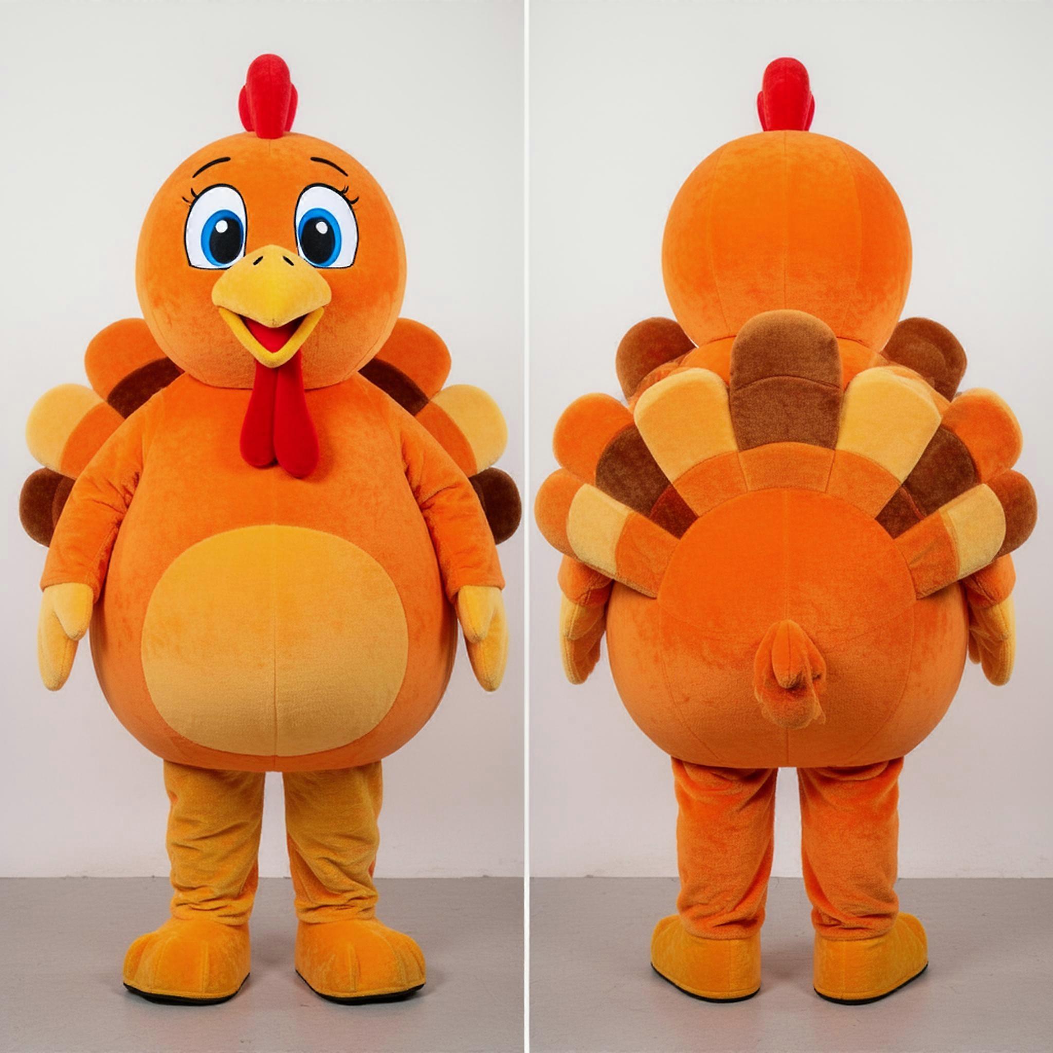 MASTICOT Rust Orange Plump Turkey Mascot