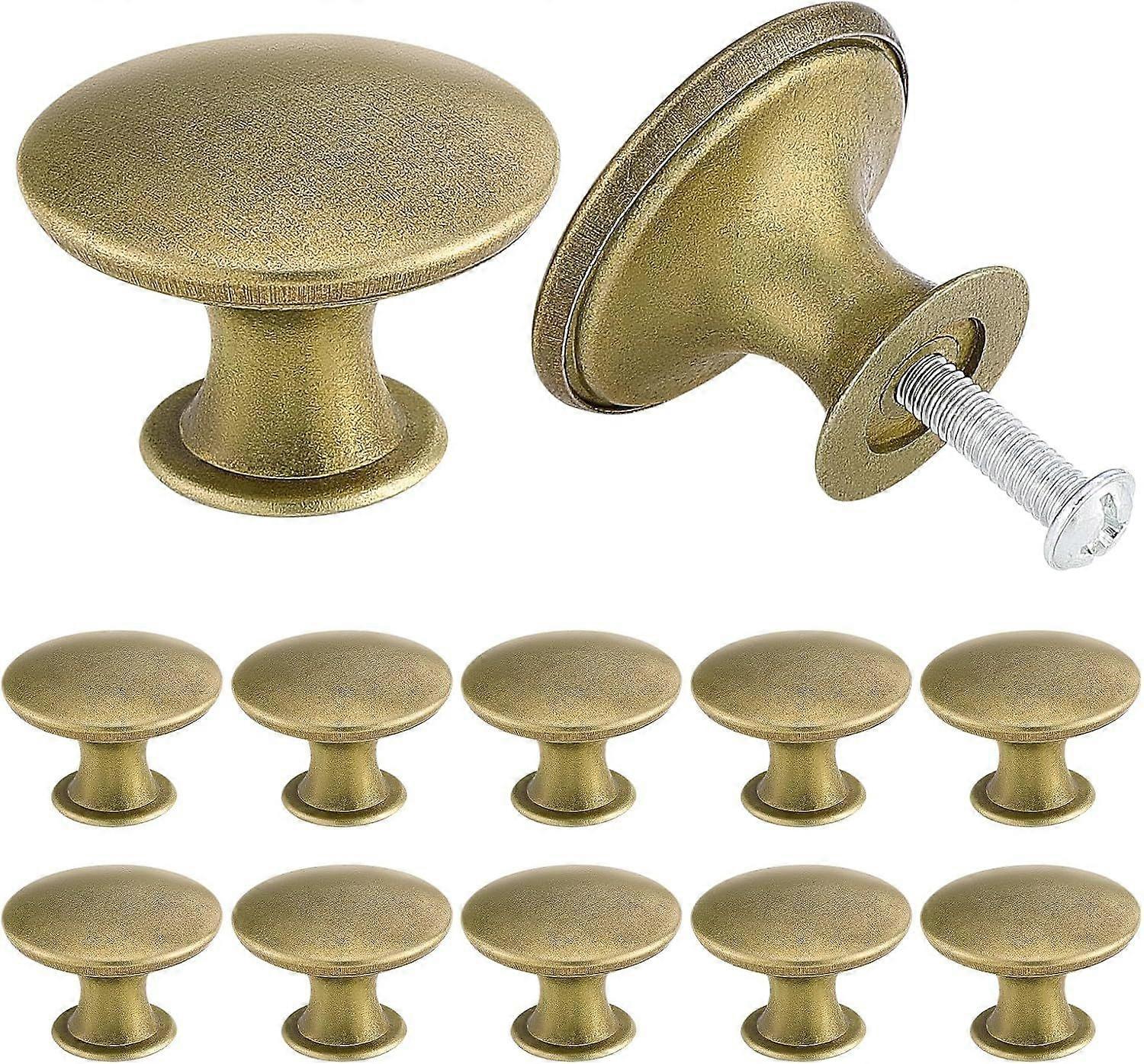 24 Pack 30mm Antique Brass Cabinet Knobs, Round Vintage Drawer Door Pulls