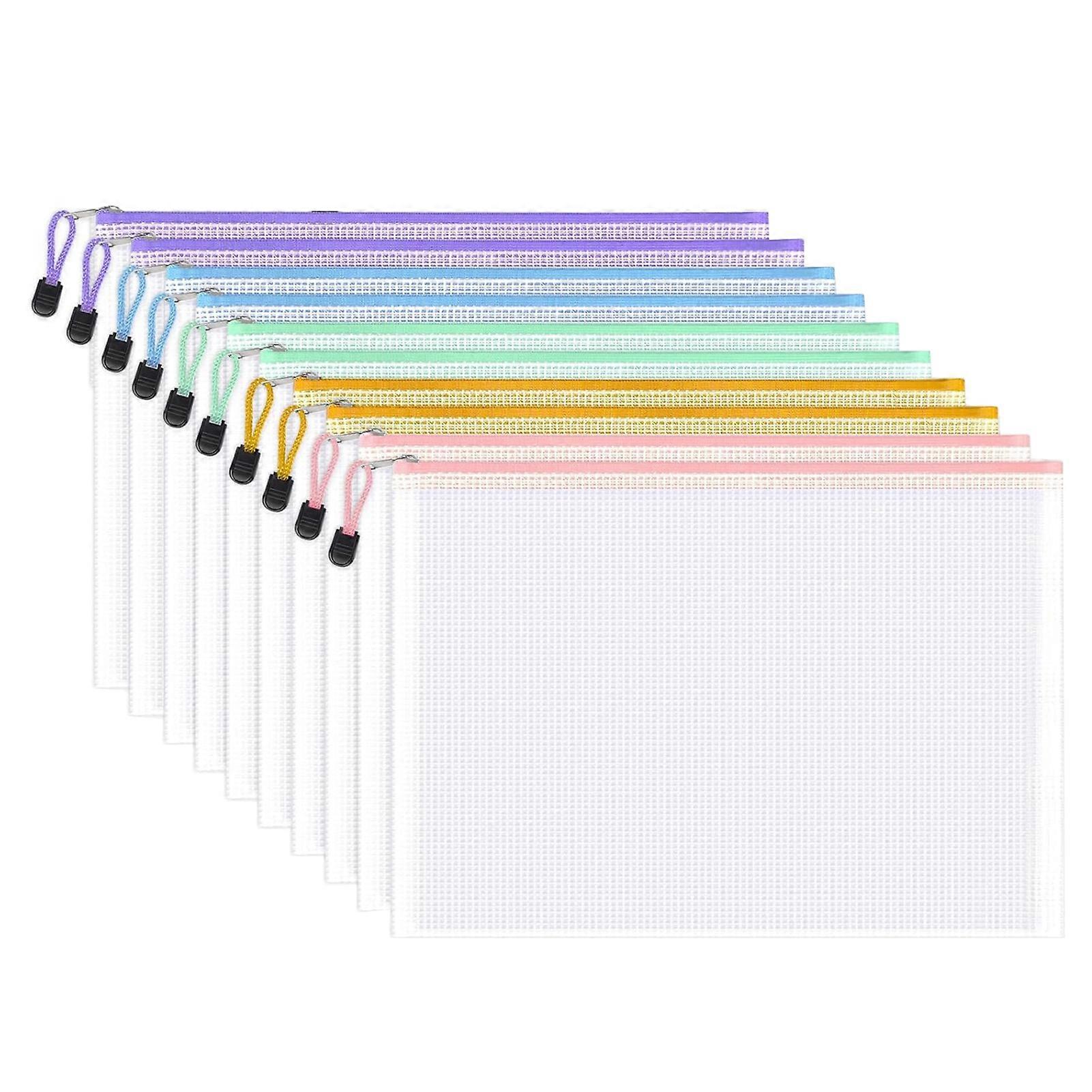 Mesh Zipper Pouch Waterproof Transparent for A4 Document Storage