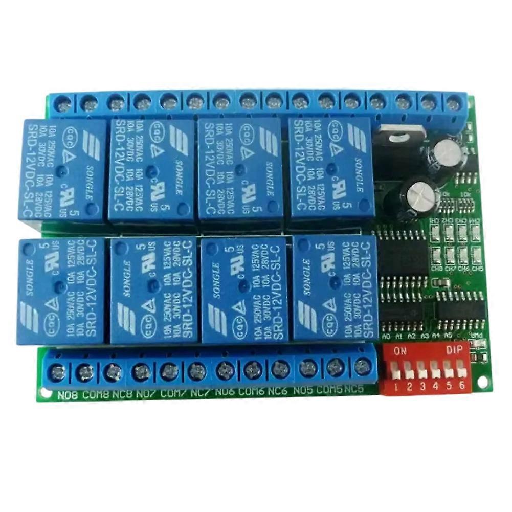 RS485 8-Channel 12V Relay Module - Modbus RTU Protocol Serial Remote Control Switch / PLC Control Board