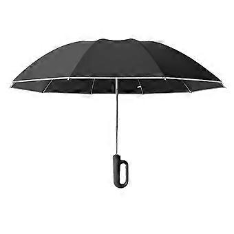 Automatic Reverse Folding Umbrella with Reflective Safety Stripe, Windproof 125CM Carabiner Handle for Travel