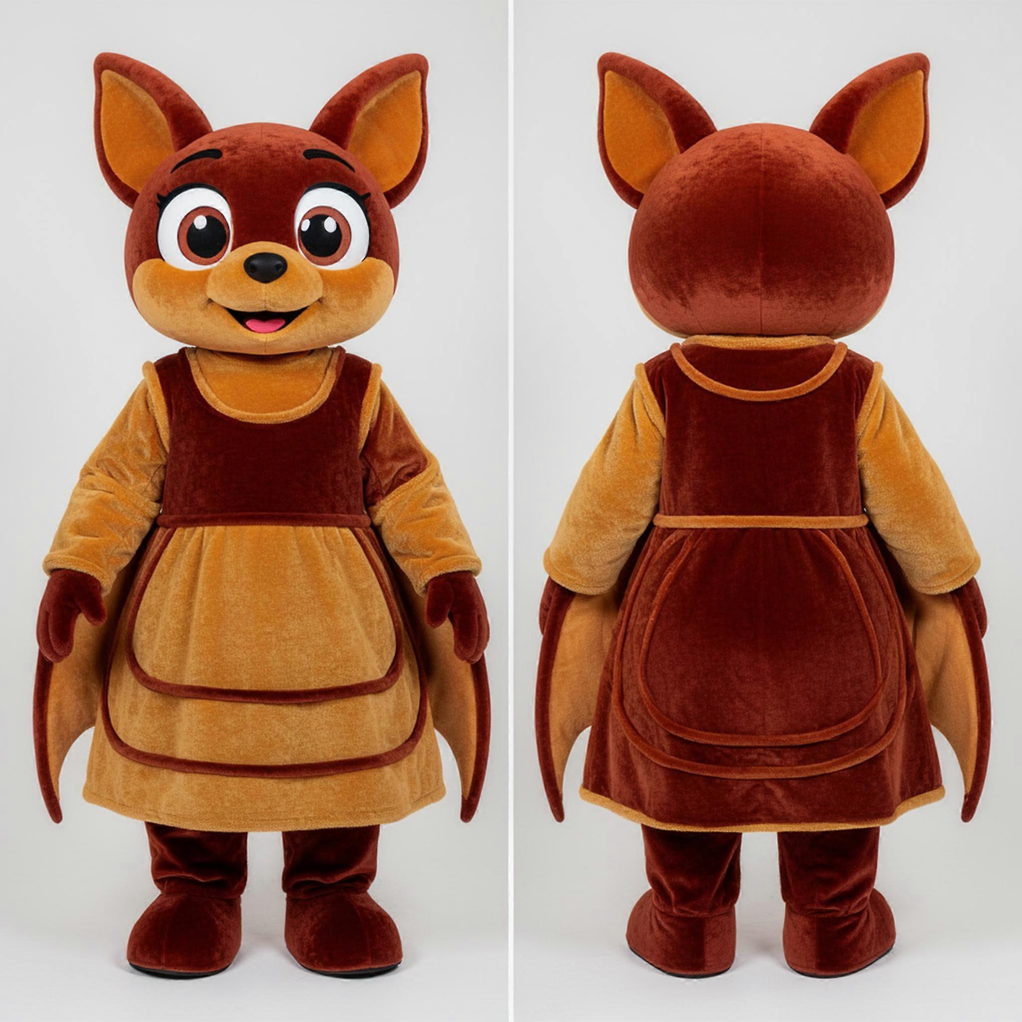 MASTICOT Rust Orange Wide Eyed Fruit Bat Mascot