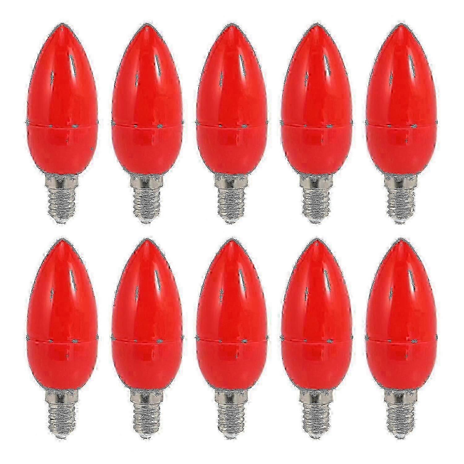 10 Pack Red LED E14 Candle Light Bulbs Energy Saving