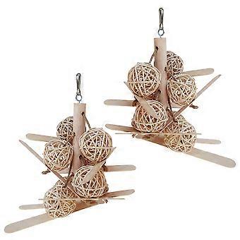 Wooden Swing Plaything Parrot Climbing Toy for Pet 2Pcs Interactive Activity