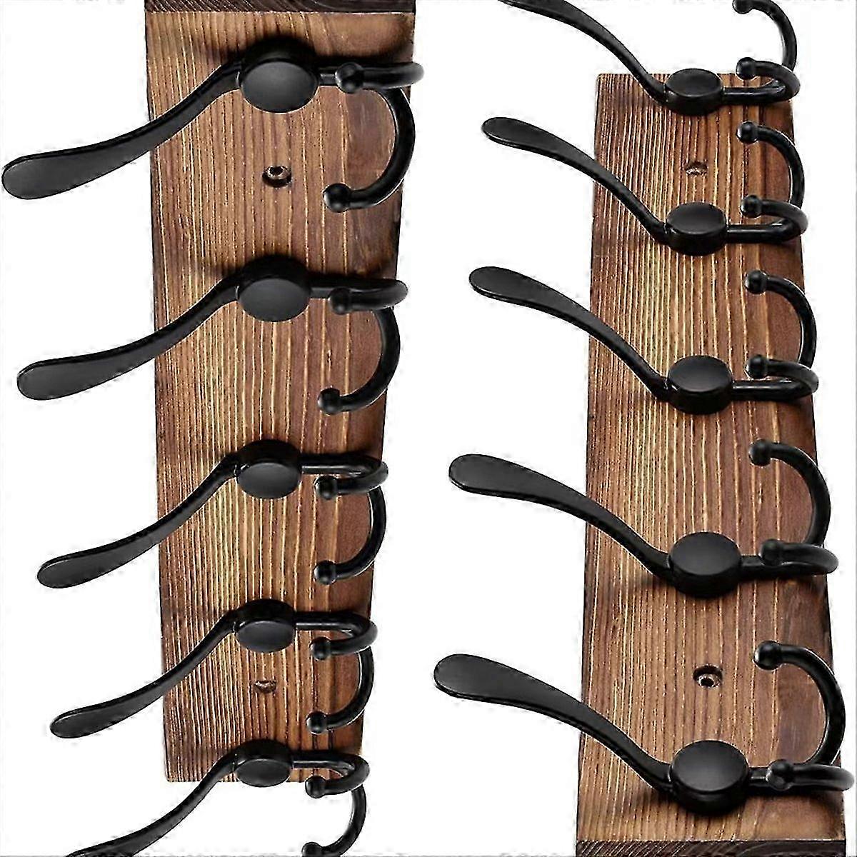 2 Pack Wooden Wall Hook Rack