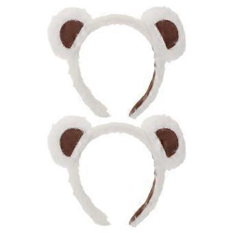 2pcs Cute Plush Bear Ears Headband for Women, White Furry Hair Hoop for Makeup, Skincare, Washing Face, Cosplay, and Costume Accessories