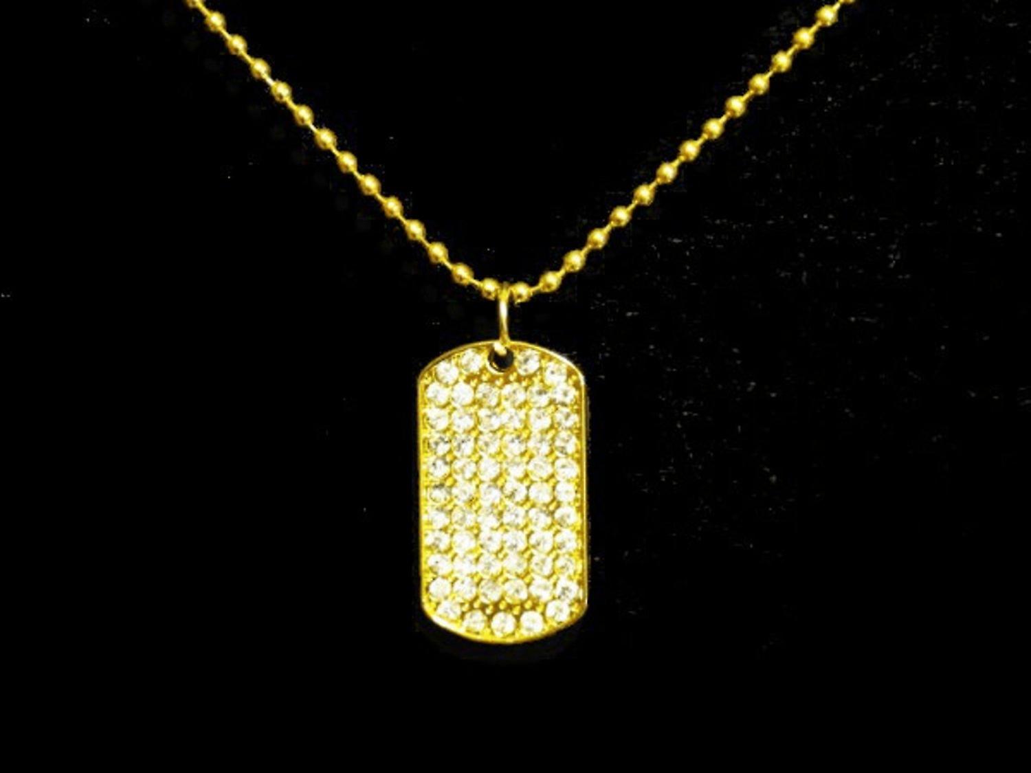 Necklace - Iced Dog Tag 