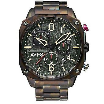 Hawker jager, retrograde chronograaf, grond camo japanse Quartz Analoge Man horloge met roestvrij stalen armband AV-4052-22
