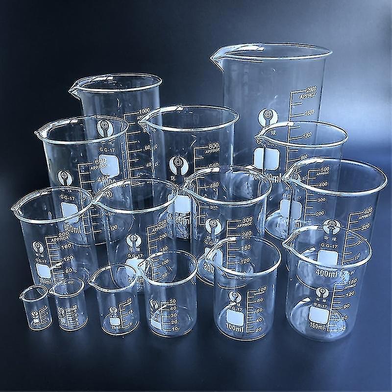 1 Set Laboratory Glass Beaker Borosilicate 3.3 Labotatory Measuring Glass Kitchen Cup