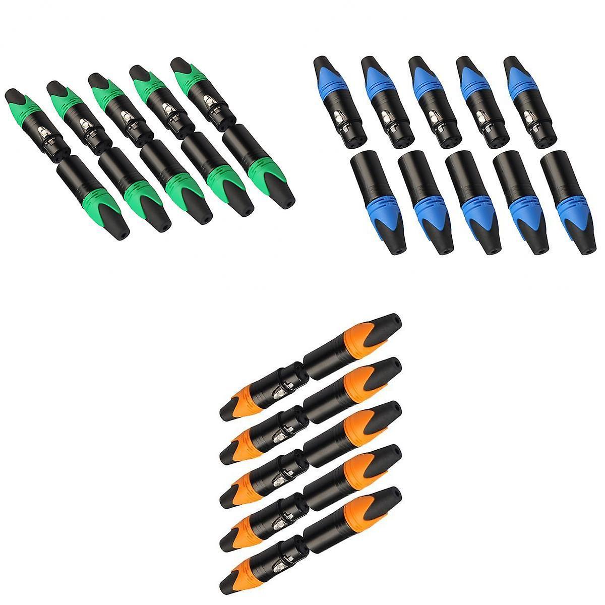 30st XLR-kontakt Mikrofon DIY Tillverkning Socket Adapter Svetsad Plugg Färgglad