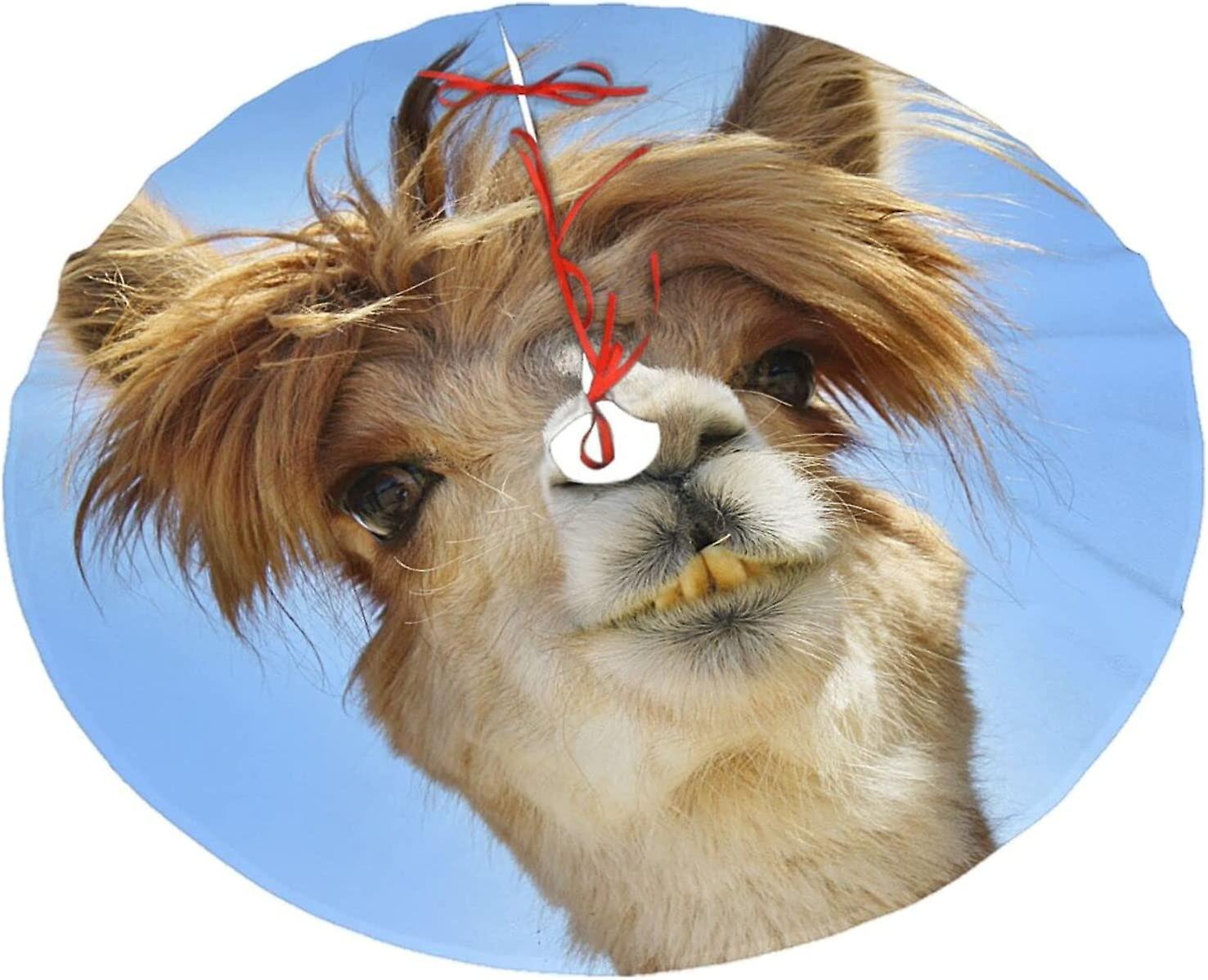 Christmas Tree Skirt Funny Alpaca Llama Christmas Decoration Plush Tree Skirt