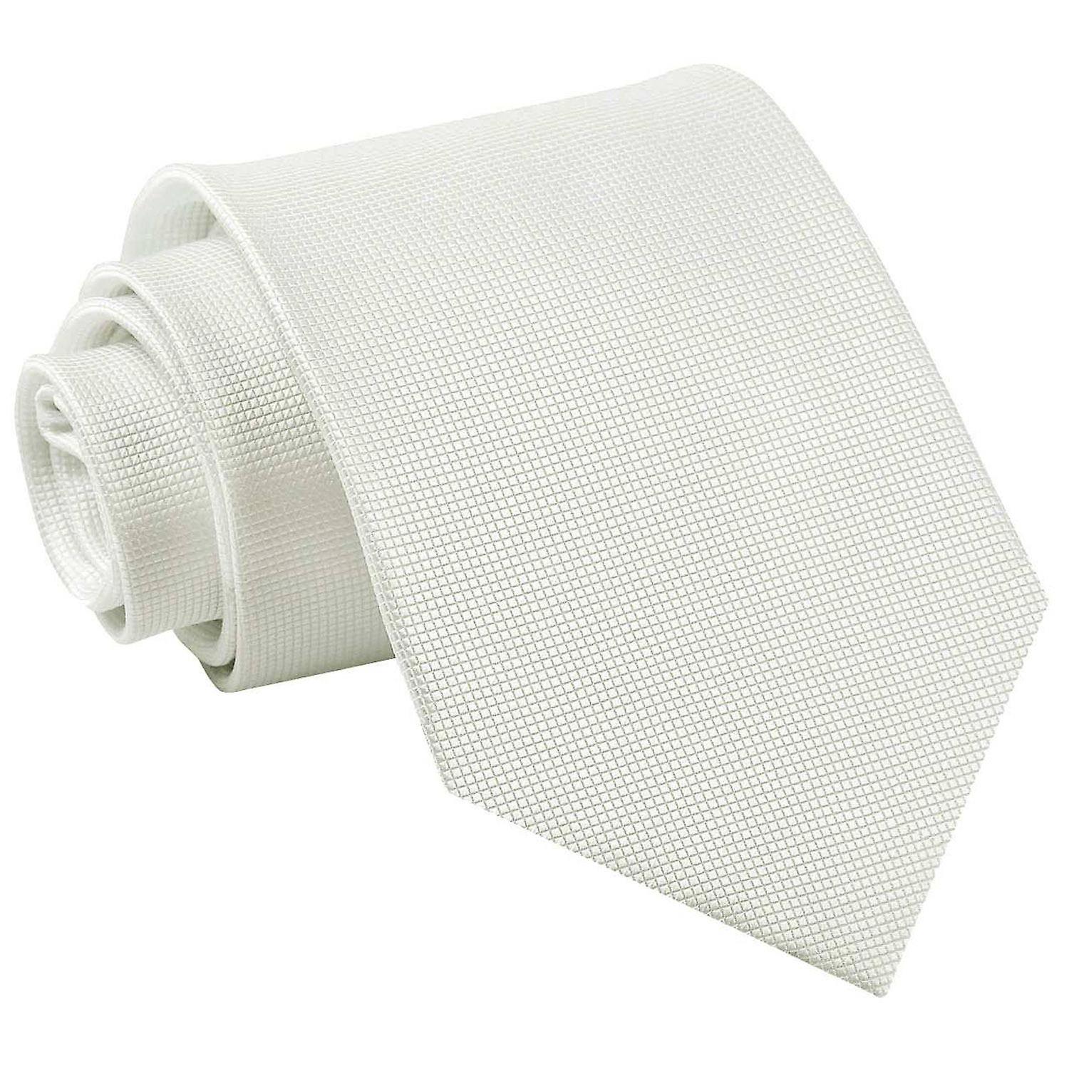White Solid Check Tie