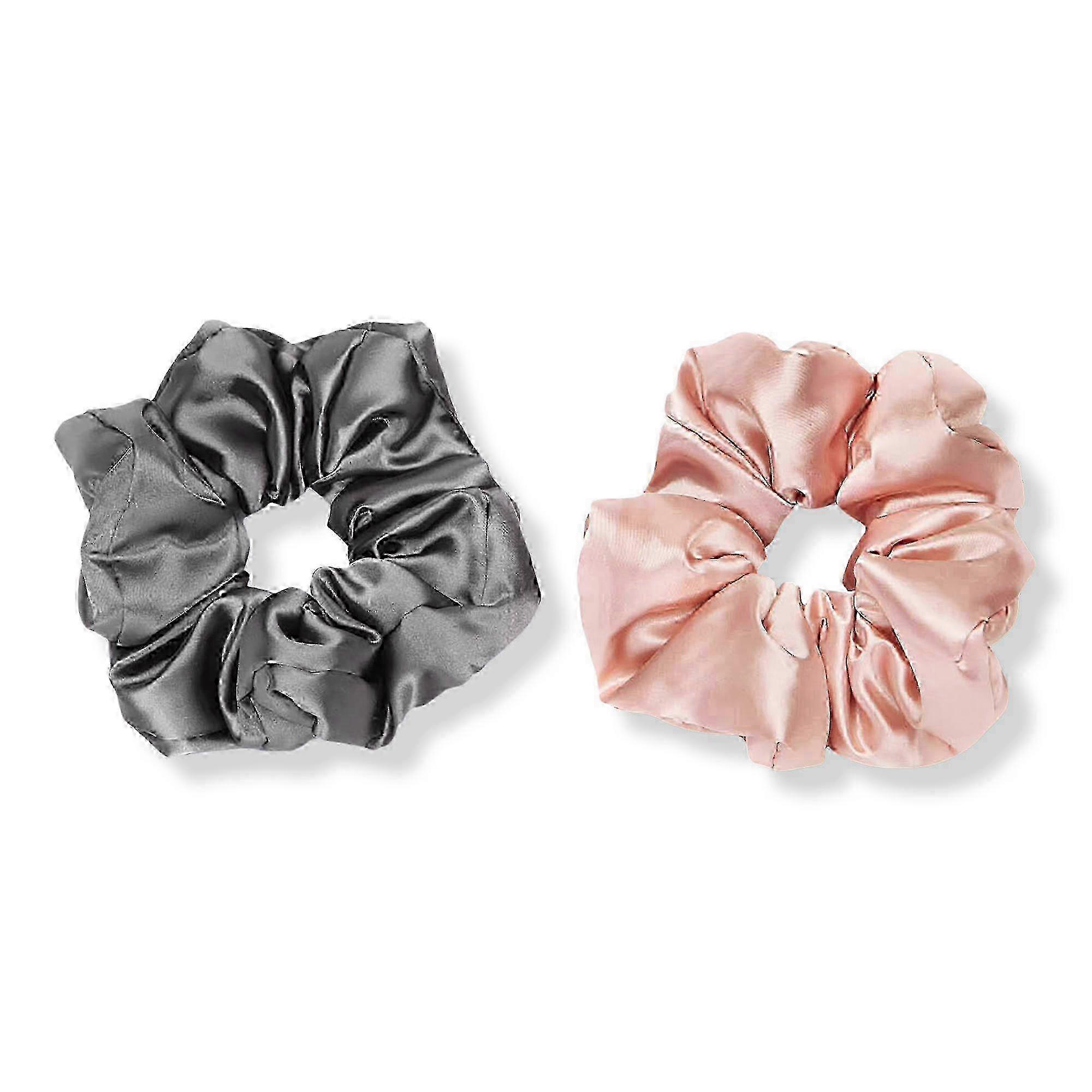 Kitsch Blush & Grey Satin Pillow Scrunchies, 2 Ea