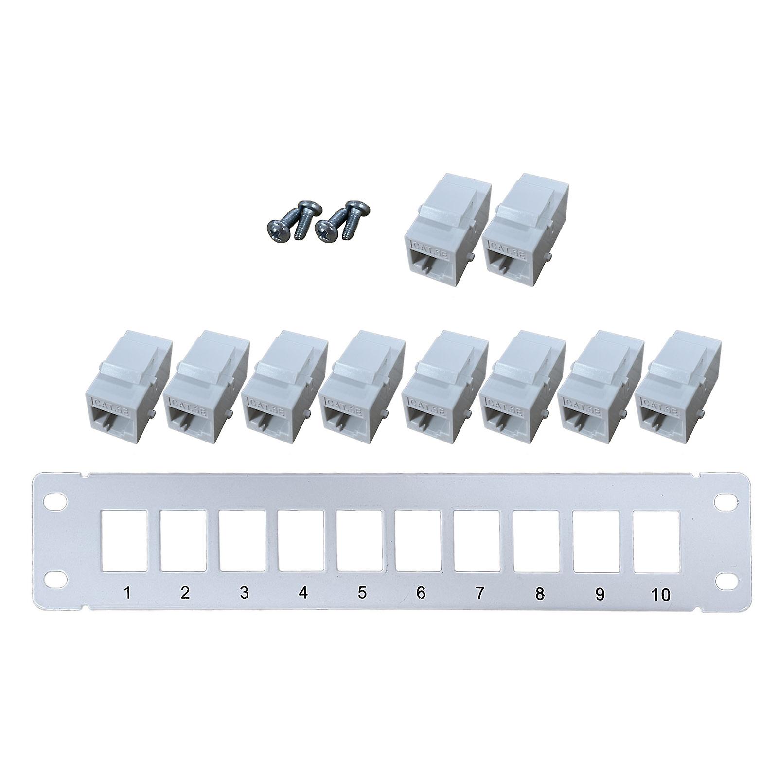 10Port Straight-throu CAT5e Patch Panel RJ45 Netwerkkabel Adapter Keystone Jack