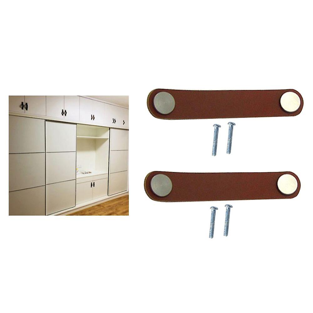 2x Leather Door Handles Pulls Kitchen Pulls Handles With Screws Parts