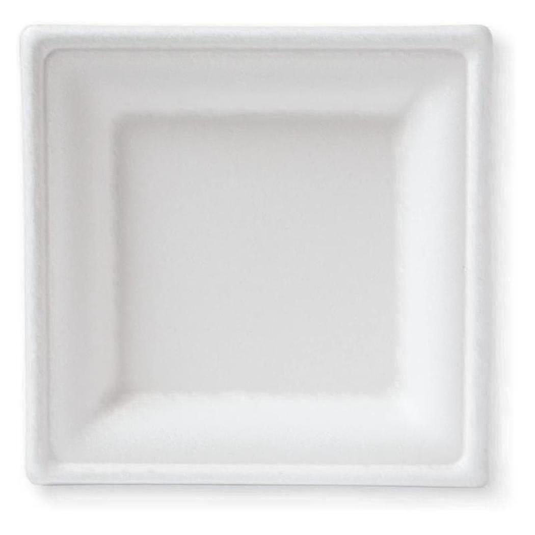 6 Inch Compostable Square Plate50 Sticks Heavy-duty Sugarcane