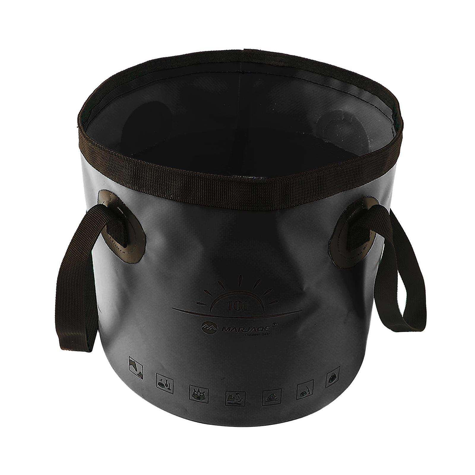Collapsible Bucket Foldable Water Container Portable for Camping 10L Black
