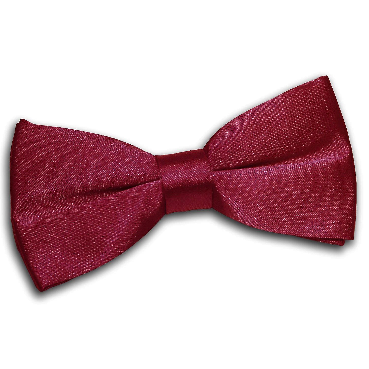 Burgundy Plain Satin Pre-Tied Bow Tie