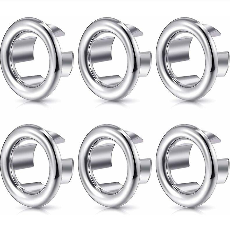 6 Pieces Sink Overflow Rings, Decorative Kitchen Bathroom Wash Sink Overflow Round Overflow Cover Drain Plug Cover Insert Hole,22-24mm