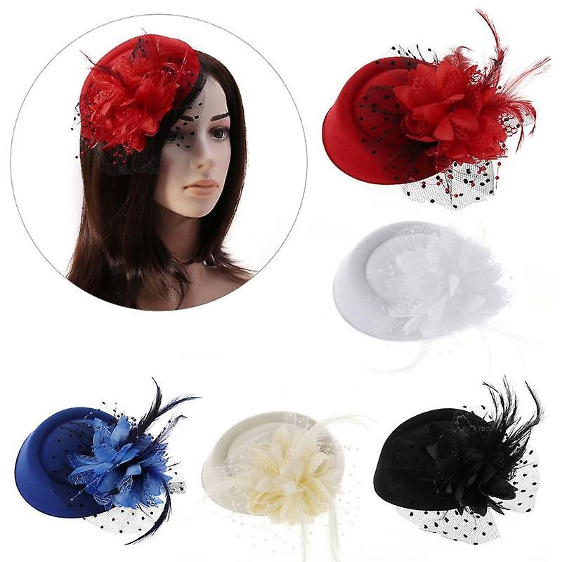 Girls Fascinator Hats Headband Women's Feather Flower Brides Hair sories Wedding 5 Colors High Quali