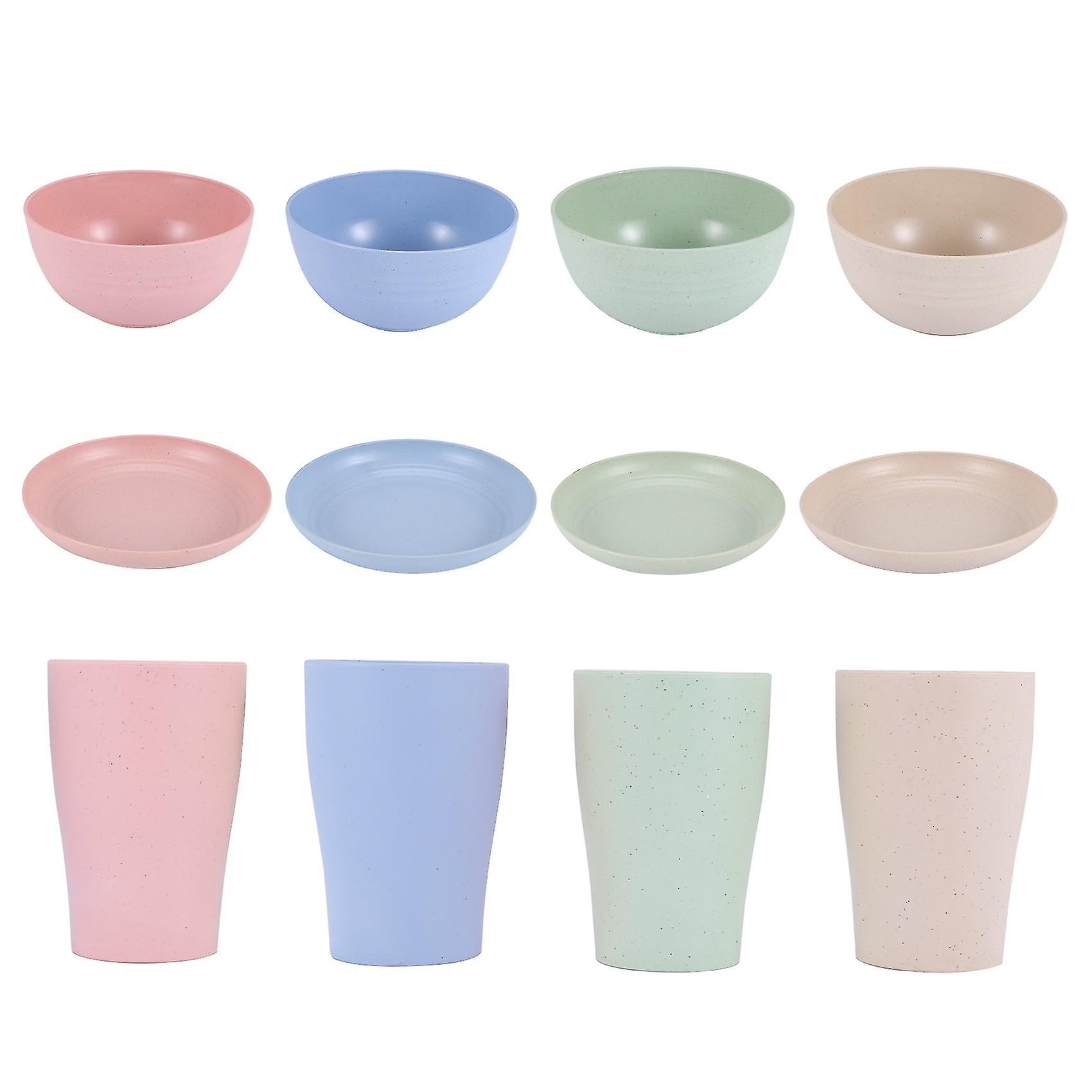 Wheat Straw Dinnerware Sets,unbreakable Reusable Lightweight Bowls,cups,plates Kitchen Cutlery Set