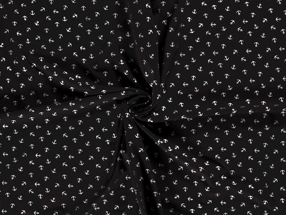 Minerva Metallic Cotton Jersey Stretch Knit Fabric Black - per metre