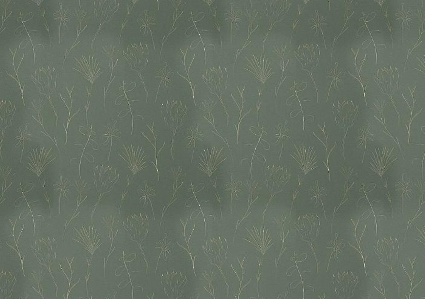 Dolls House Green & Gold Floral Leaf Miniature Print Wallpaper 1:12 Scale