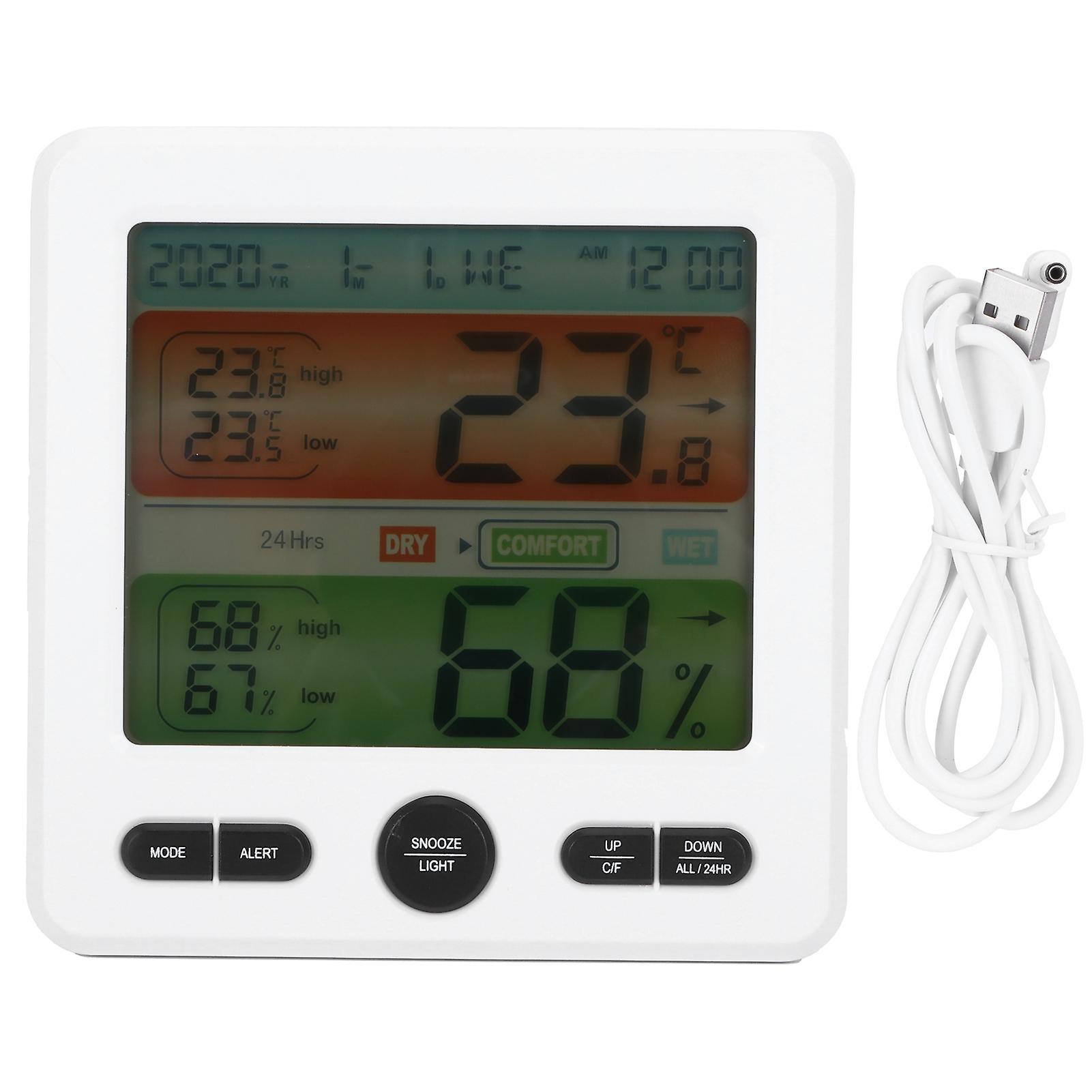 Digital Color Screen Temperature and Humidity Meter Indoor Thermometer Hygrometer Clock