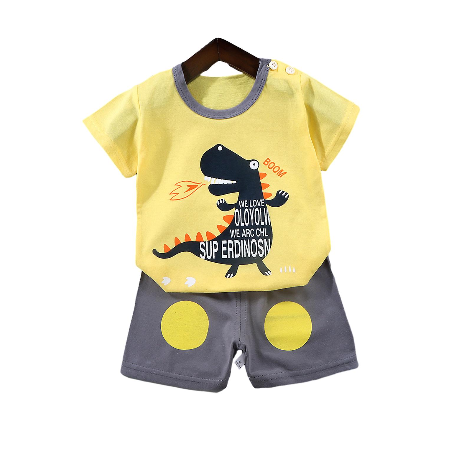 Lovely Cartoon Printed T Shirt Shorts Set Skin-Friendly Breathable Clothes for Travel/Daily/Home