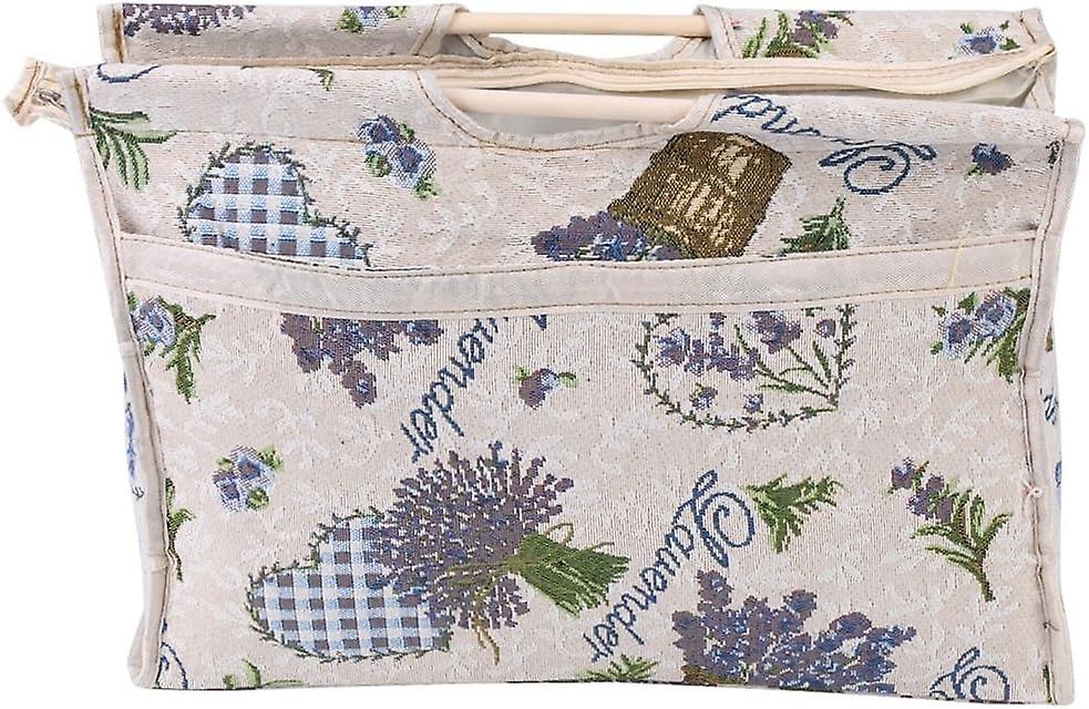 حقيبة الحياكة ، منظم الحياكة خفيف الوزن نسيج سعة كبيرة مقبض خشبي تخزين خيوط السفر ب