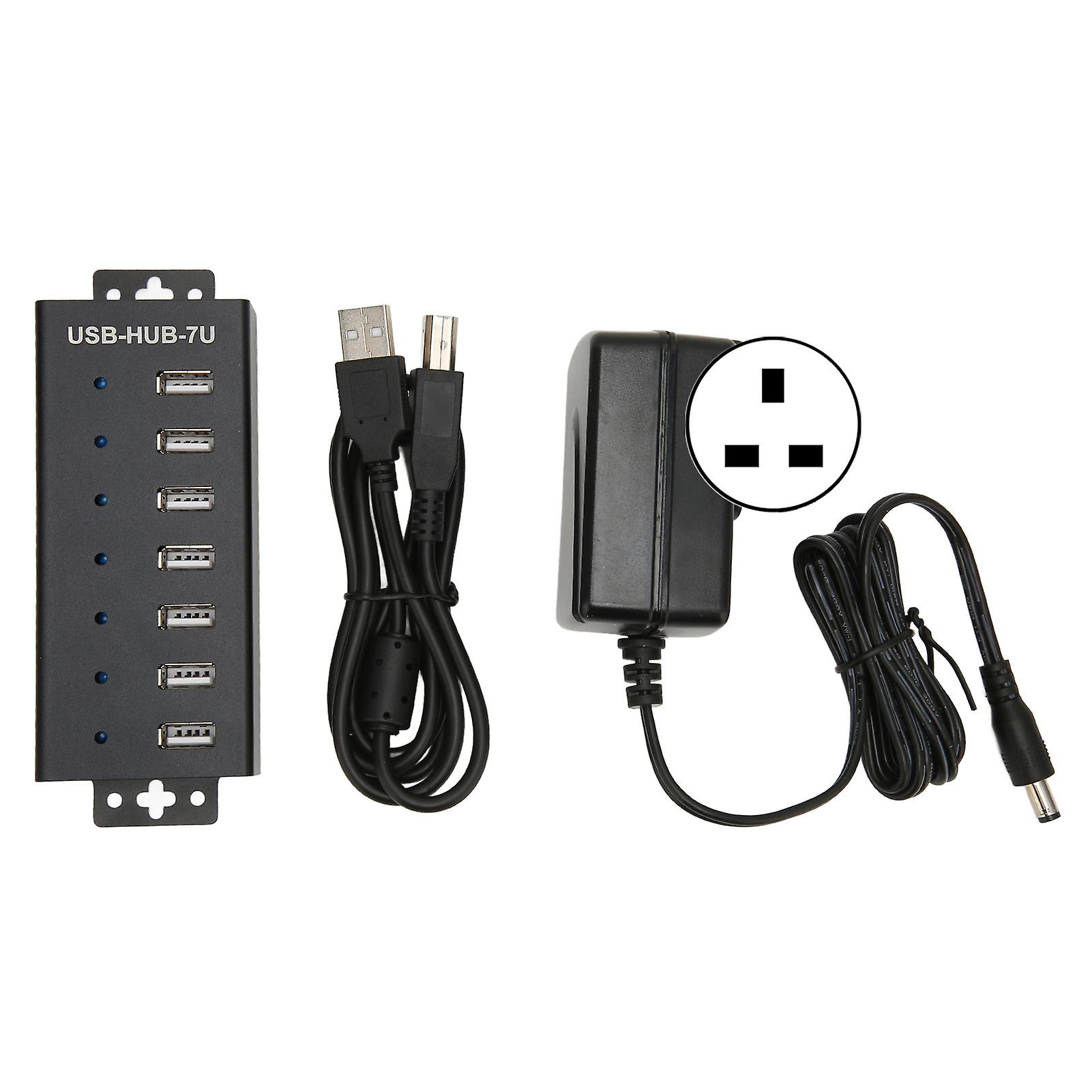7 Port USB Hub Industrial Grade USB2.0 Multi Interface with Multiple Protection UK Plug