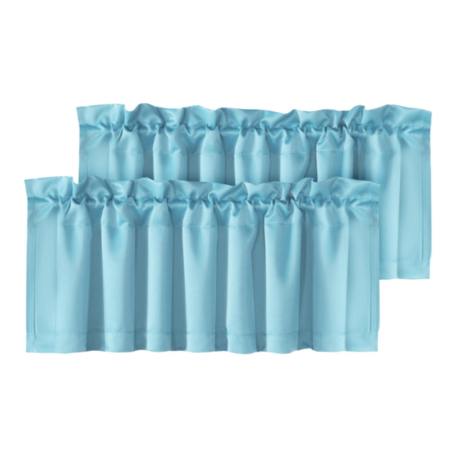 2Pcs Blackout Valance Thickened High Shading Solid Color  Kitchen/Bathroom Soft Silky Stylish Window