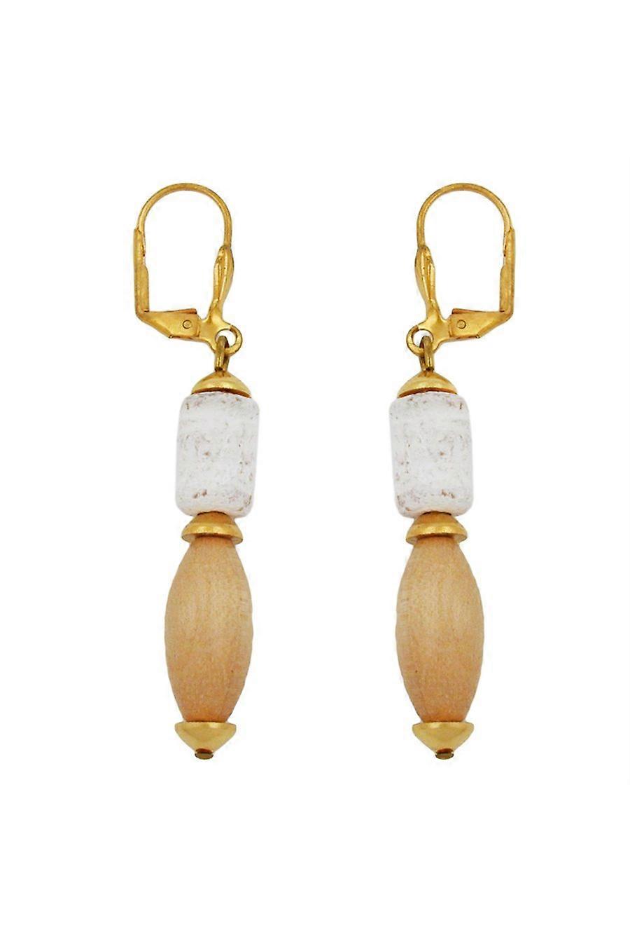 Leverback Earrings Wooden Light Brown - Gl02582