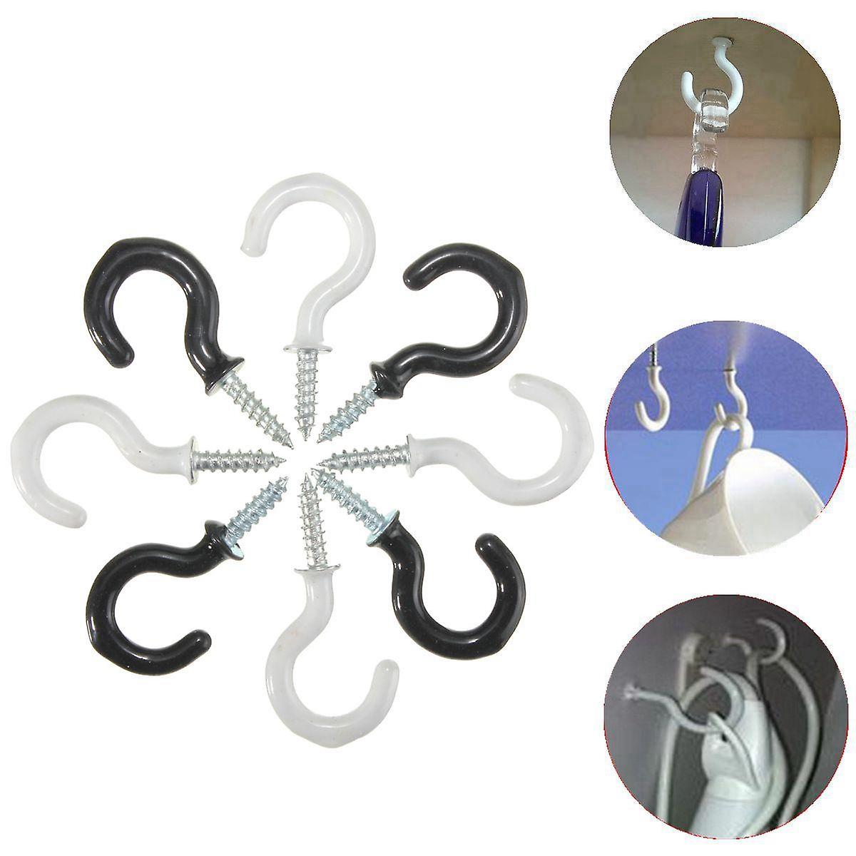 25Pcs 30mm Plastic Cup Hook Wall Question Mark Hook Eyebolt Screws